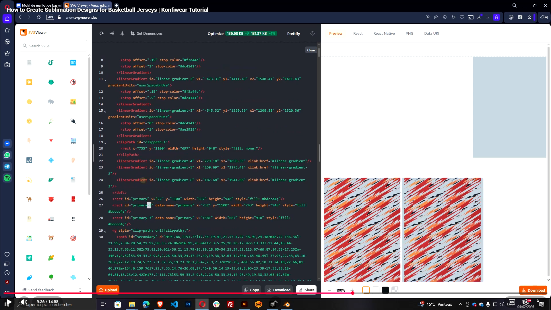 svgviewer.dev interface showing SVG layer IDs being cleaned from primary_1 to primary